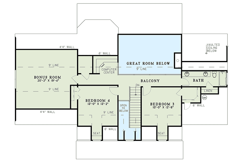 Plan 5948ND: Country Charmer - Floor Plan - 2nd Floor - Country, Traditional