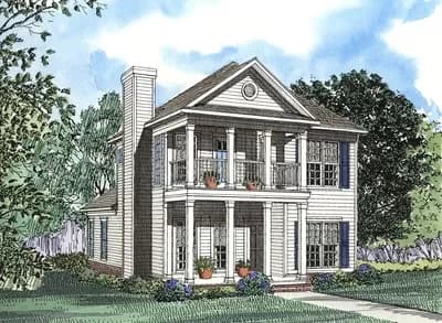 Traditional House Plan with Stacked Porches