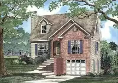 3-Bed Traditional House Plan Under 1600 Square Foot with Drive-Under Garage