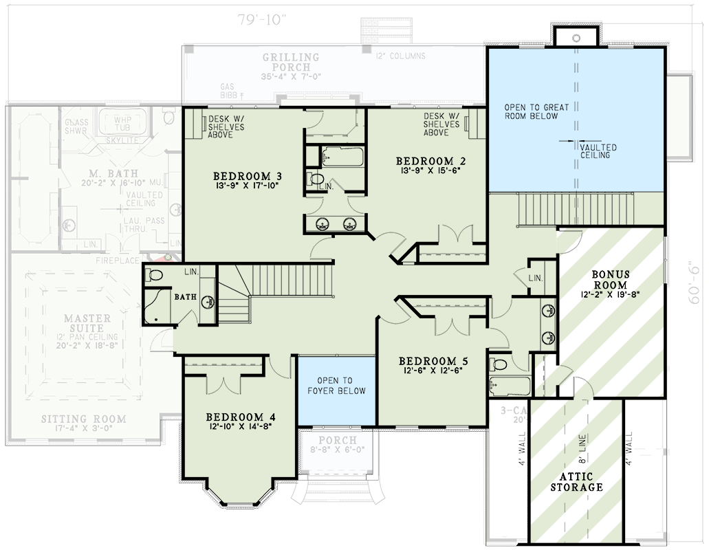 Plan 5950ND: European Traditional 5-Bedroom House Plan with First-Floor Master Suite - Floor Plan - 2nd Floor - European, Traditional