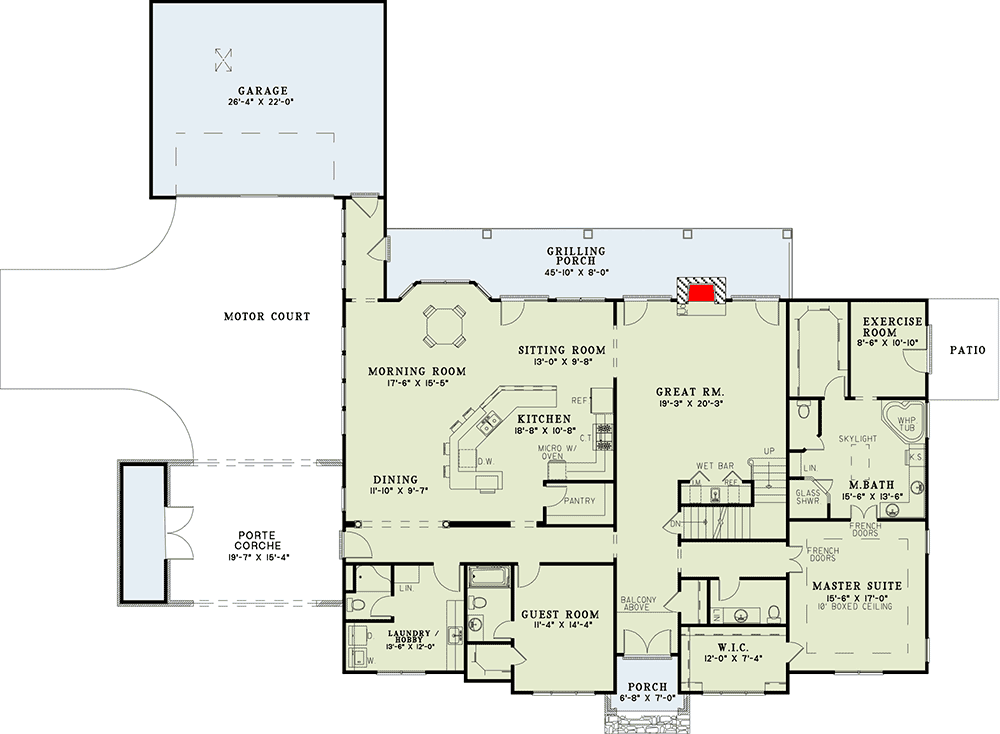 Plan 59519ND: Stately Elegance - Floor Plan - Main Level - Traditional