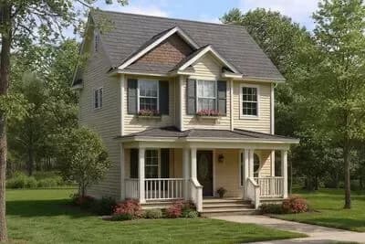 Charming 980 Sq Ft Country House Plan with Upstairs Master Suite