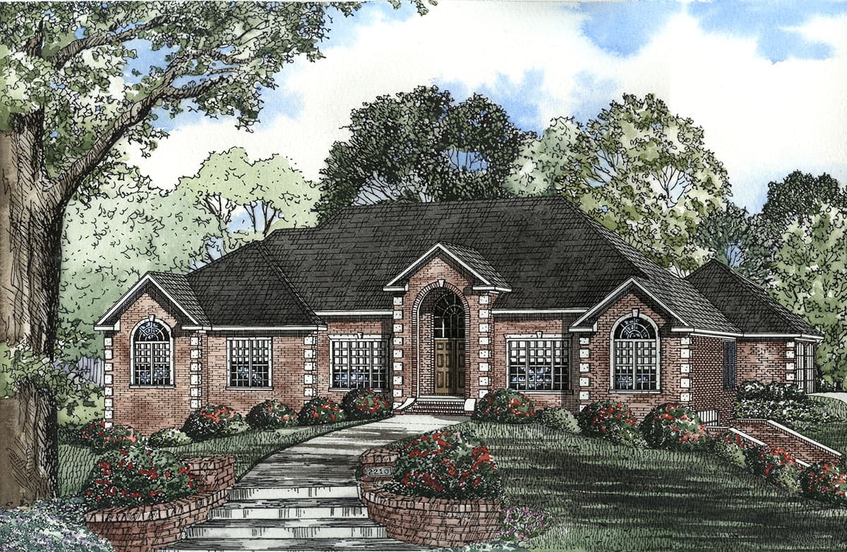 Plan 59528ND: French Country House Plan with Daylight Basement and Dual Garages - Image #4 - European, French Country, Traditional