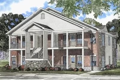 Fourplex House Plan with 1258 Sq Ft Units with 3 Beds Each - Architectural Designs