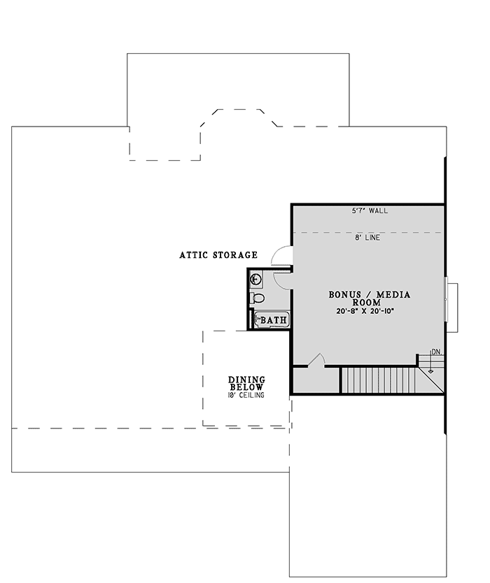 Plan 59557ND: Country Ranch with Angled Fireplace and a Bonus Room - Floor Plan - Bonus Room - Country