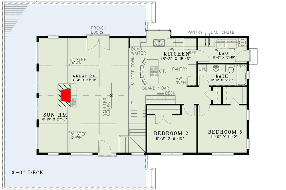 Plan 5957ND: Vacation Retreat with Sensational Master Suite - Floor Plan - Main Level - Traditional