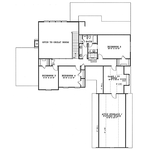 Plan 59582ND: Grand Appearance - Floor Plan - 2nd Floor - Traditional
