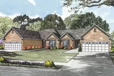 Duplex House Plan with 2 Bed 2 Bath 1398 Sq Ft Units - Architectural Designs
