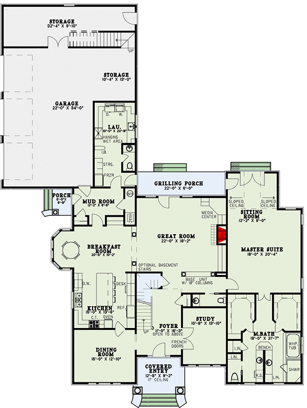 Plan 59596ND: Great Arched Entryway - Floor Plan - Main Level - Traditional