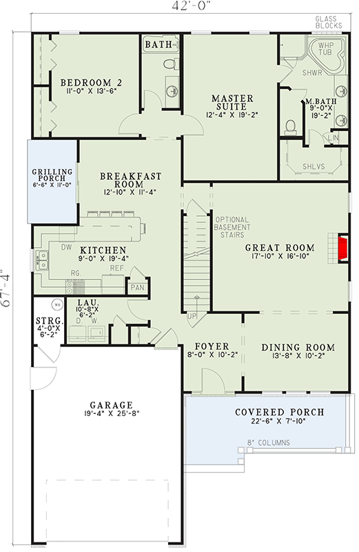 Plan 59605ND: Classic Southern Country House Plan with Main-Level Master and Bonus - Floor Plan - Main Level - Country, Southern