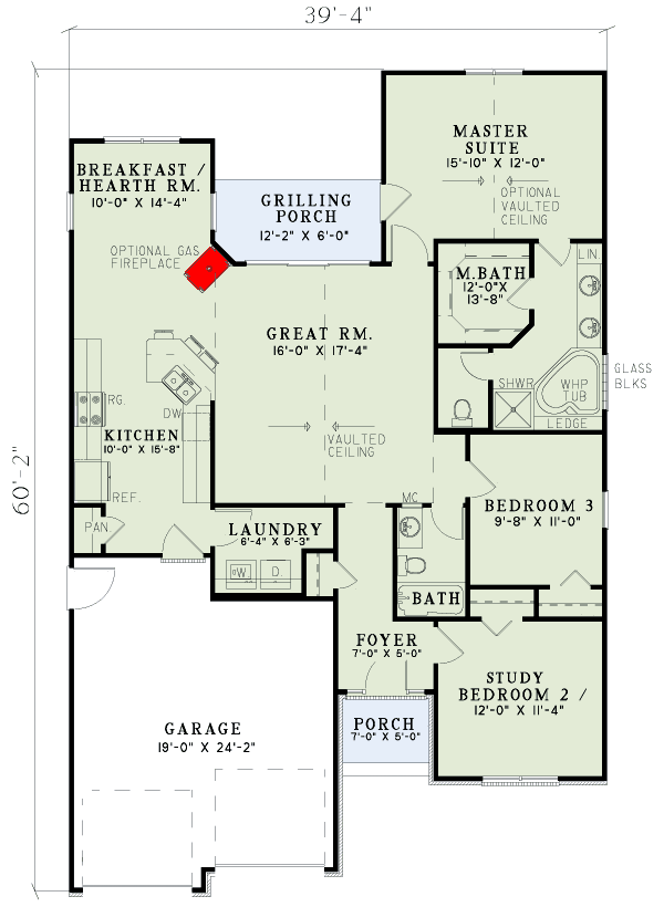 Plan 59608ND: Great Room-Centric Home Plan with Comfortable Living Spaces - Floor Plan - Main Level - Southern, Traditional