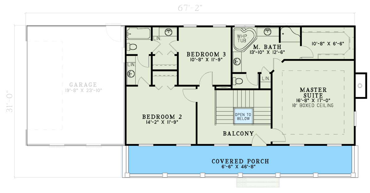 Plan 5961ND: Classic Southern Charm with Stacked Porches and Split Bedroom Design - Floor Plan - 2nd Floor - New Orleans, Southern, Southern Traditional, Traditional