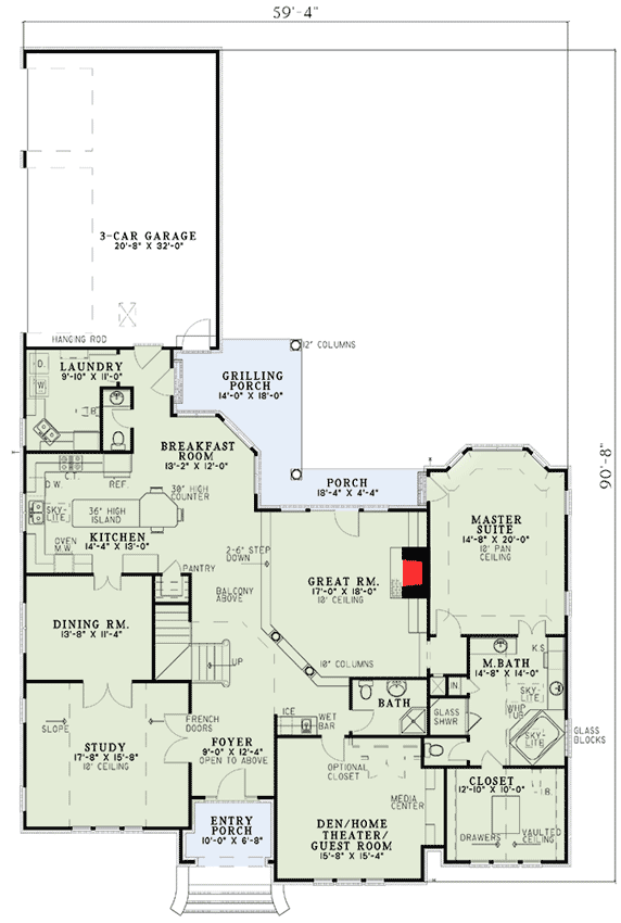 Plan 59634ND: Magnificent Arched Entryway - Floor Plan - Main Level - Southern, Traditional