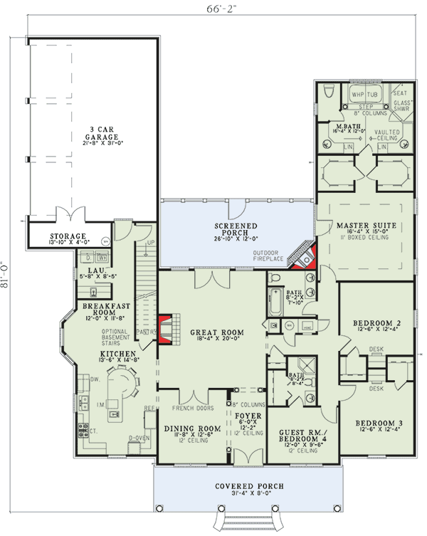 Plan 59649ND: Elegant Southern Style - Floor Plan - Main Level - Southern