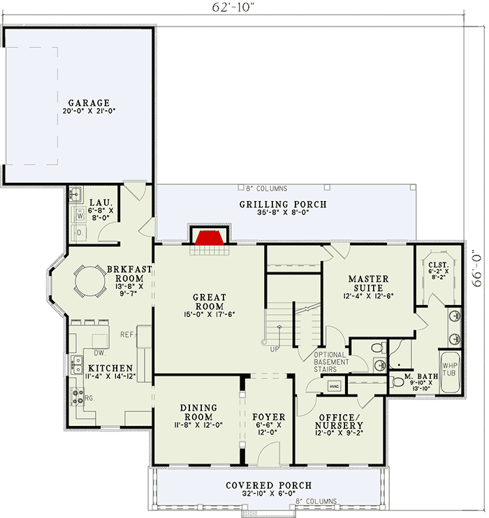 Plan 59662ND: Country House Plan with Three to Five Bedrooms - Floor Plan - Main Level - Country, Traditional