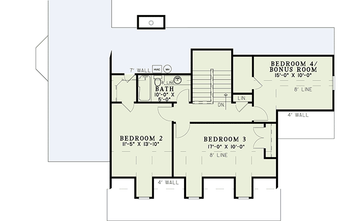 Plan 59662ND: Country House Plan with Three to Five Bedrooms - Floor Plan - 2nd Floor - Country, Traditional