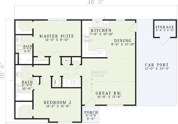 Plan 59672ND: Economical Home Plan - Floor Plan - Main Level - Ranch