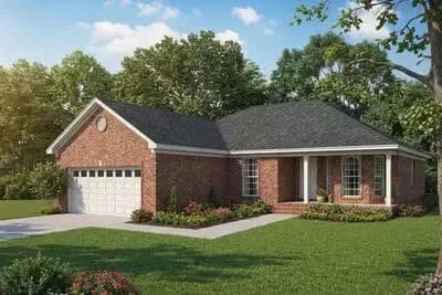 Classic 3-Bedroom Ranch House Plan with Open Living and Mudroom
