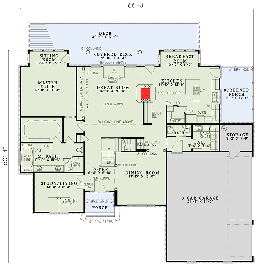 Plan 5969ND: Split-Bedroom Home Plan - 3108 Sq Ft - Floor Plan - Main Level - Traditional
