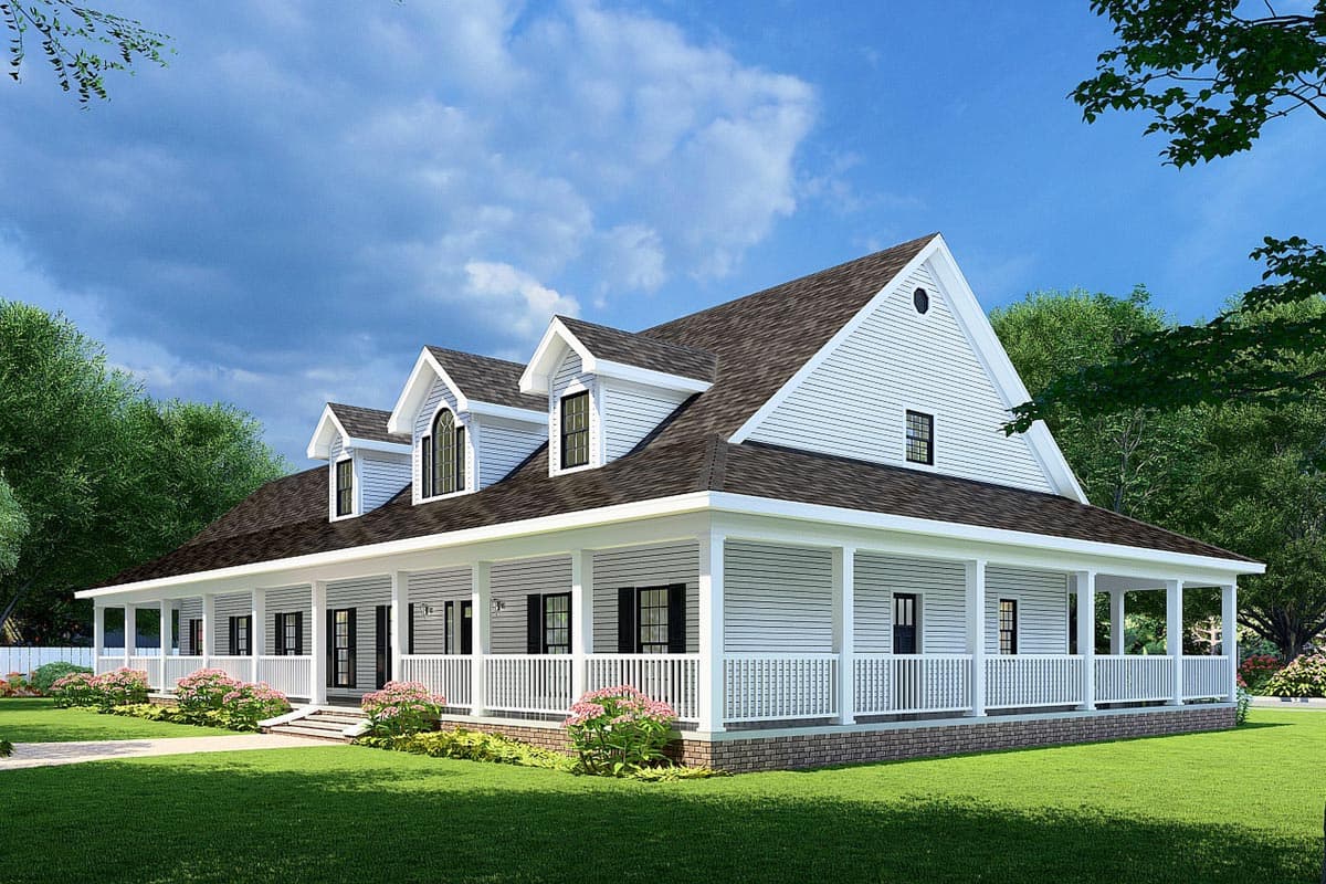 Plan 59707ND: Country Home Plan with Covered Wraparound Porch - Image #4 - Country, Farmhouse, Rustic, Traditional
