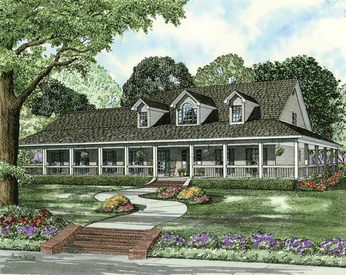 Plan 59707ND: Country Home Plan with Covered Wraparound Porch - Image #5 - Country, Farmhouse, Rustic, Traditional