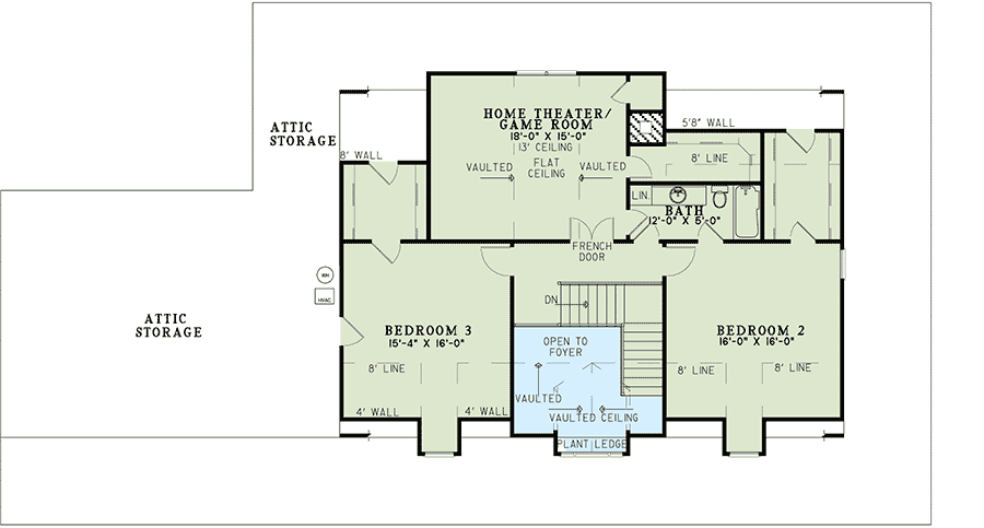 Plan 59707ND: Country Home Plan with Covered Wraparound Porch - Floor Plan - 2nd Floor - Country, Farmhouse, Rustic, Traditional