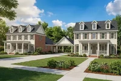 Matching Traditional Homes with Shared Porte-Cochere