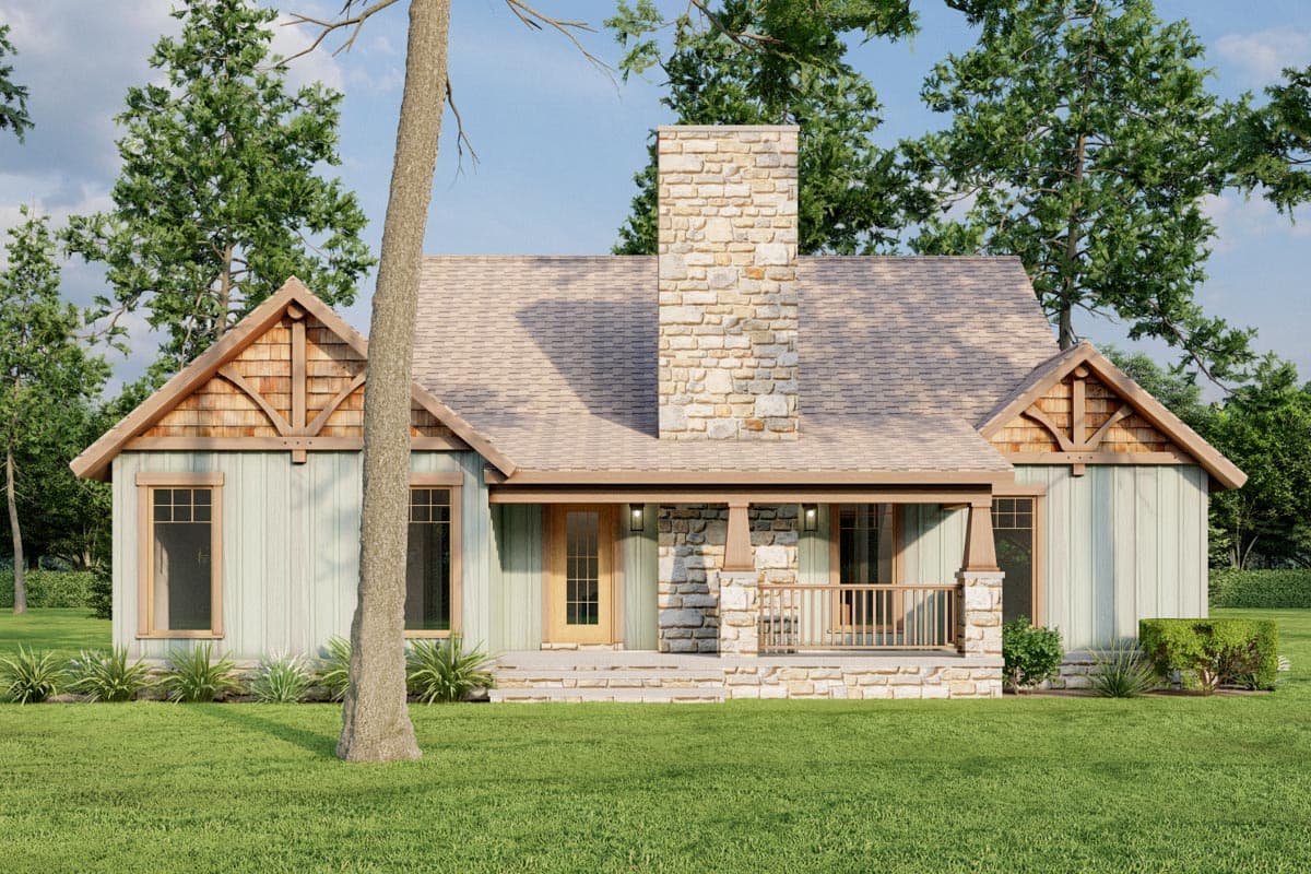 Plan 59738ND: 1485 Square Foot Rustic Craftsman House Plan - Image #7 - Cabin, Country, Craftsman, Mountain, Ranch, Rustic, Traditional