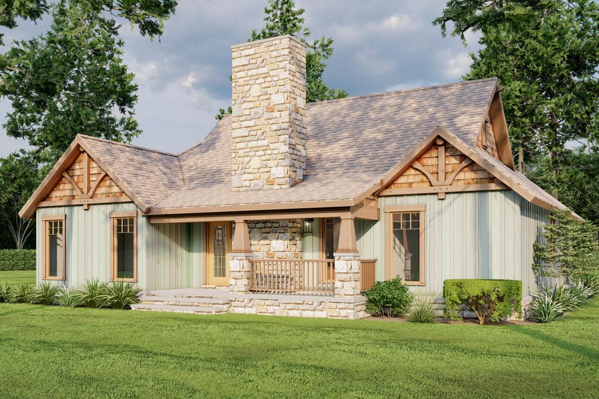 Plan 59738ND: 1485 Square Foot Rustic Craftsman House Plan - Image #8 - Cabin, Country, Craftsman, Mountain, Ranch, Rustic, Traditional