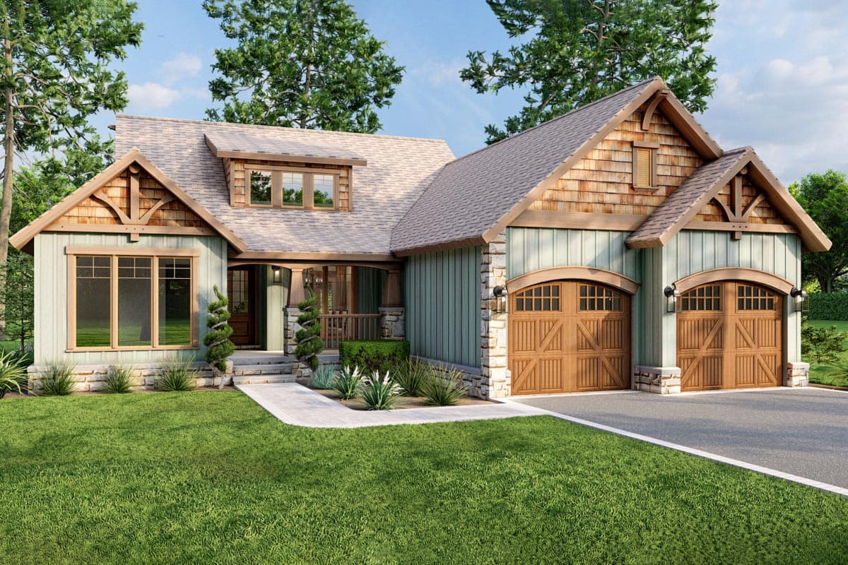Plan 59738ND: 1485 Square Foot Rustic Craftsman House Plan - Image #10 - Cabin, Country, Craftsman, Mountain, Ranch, Rustic, Traditional