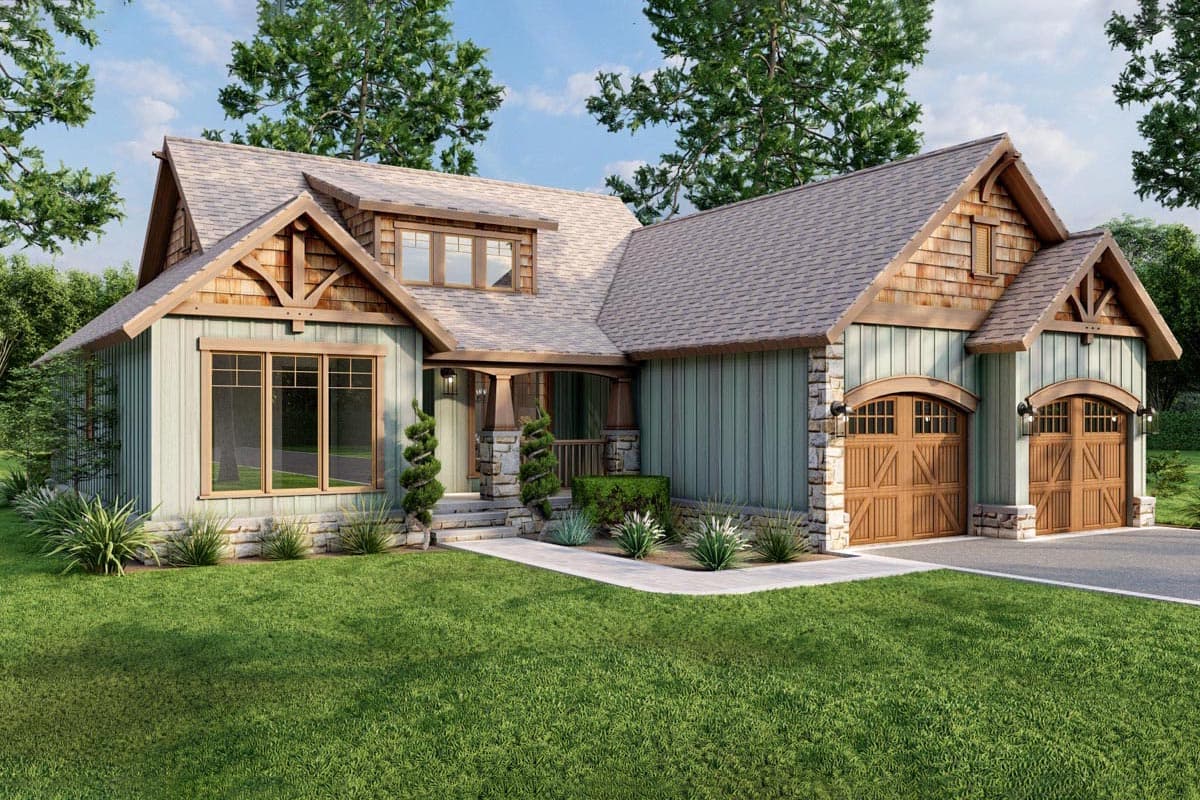 Plan 59738ND: 1485 Square Foot Rustic Craftsman House Plan - Image #11 - Cabin, Country, Craftsman, Mountain, Ranch, Rustic, Traditional