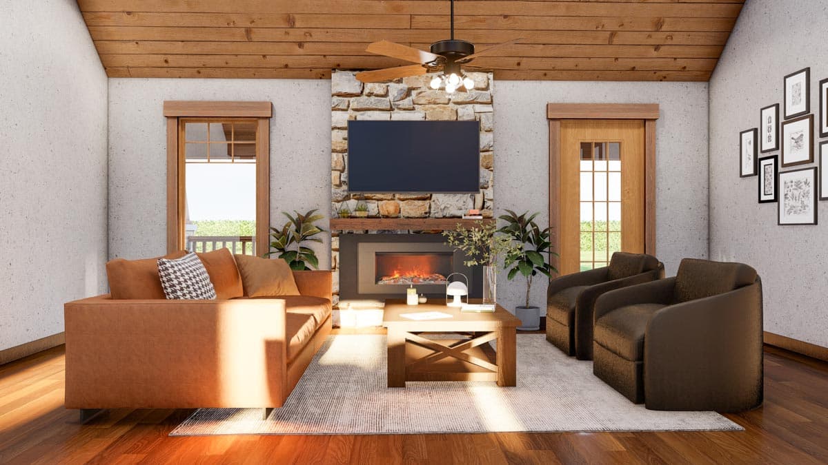 Plan 59738ND: 1485 Square Foot Rustic Craftsman House Plan - Image #12 - Cabin, Country, Craftsman, Mountain, Ranch, Rustic, Traditional