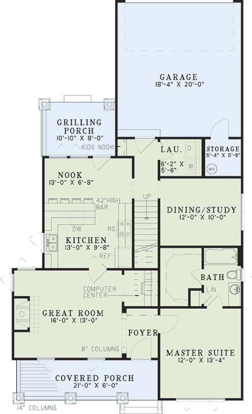 Plan 59739ND: Charming Cottage - Floor Plan - Main Level - Craftsman