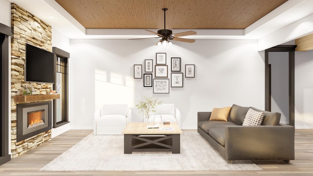 Plan 59740ND: 3-Bed Craftsman House Plan Under 1900 Square Feet with 2-Car Garage - Image #5 - Country, Craftsman, Ranch, Rustic