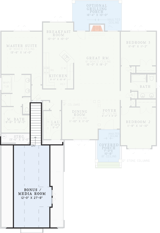 Plan 59740ND: 3-Bed Craftsman House Plan Under 1900 Square Feet with 2-Car Garage - Floor Plan - Bonus Level - Country, Craftsman, Ranch, Rustic