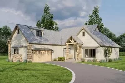 3-Bed Craftsman House Plan Under 1900 Square Feet with 2-Car Garage