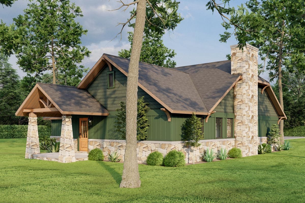 Plan 59770ND: Strong Stone Columns and Wood Beams - Image #7 - Cottage, Country, Craftsman, Mountain, Rustic, Traditional