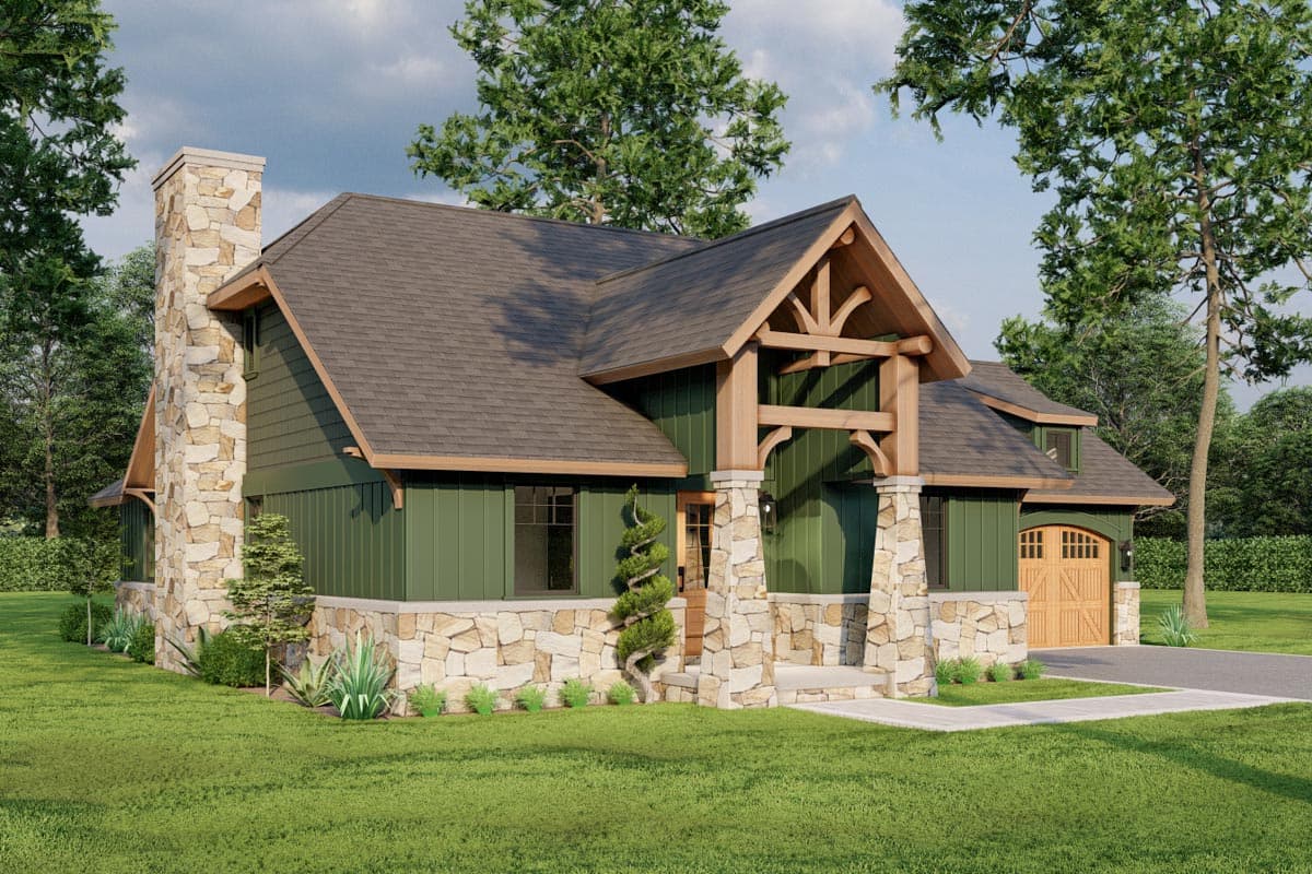 Plan 59770ND: Strong Stone Columns and Wood Beams - Image #9 - Cottage, Country, Craftsman, Mountain, Rustic, Traditional