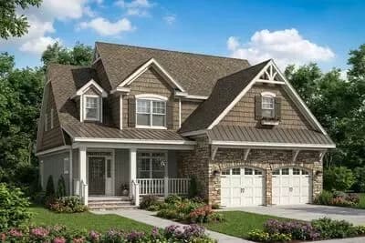 Two Story House Plan with Welcoming Front Porch and Upstairs Laundry Option - 2457 Sq Ft