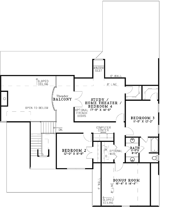 Plan 59789ND: Charming Home Plan with Upstairs Flex Room and Laundry Option - 2918 Sq Ft - Floor Plan - 2nd Floor - Country, Craftsman, Traditional