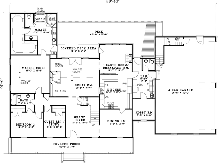 Plan 59791ND: Grand Foyer and Great Room - Floor Plan - Main Level - Country
