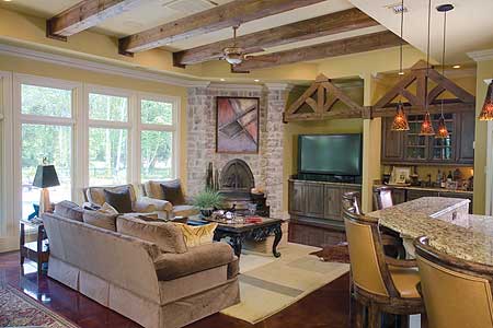 Plan 59798ND: Master  Suite with Corner Fireplace - Image #9 - Southern, Traditional