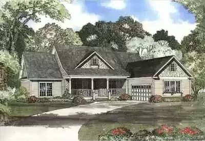 One-Story House Plan with Cedar Shake and a Covered Porch - 2354 Sq Ft