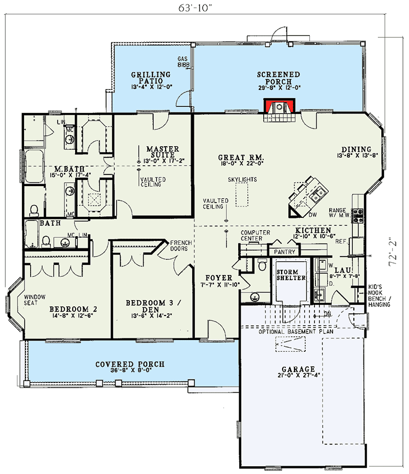 Plan 5980ND: Country Home Plan with Grilling Patio - Floor Plan - Main Level - Country, Farmhouse, Modern Farmhouse, Ranch, Southern, Traditional
