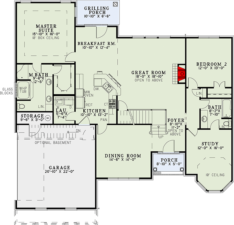 Plan 59808ND: Traditional Home Plan with Great Master Suite - Floor Plan - Main Level - European, Traditional