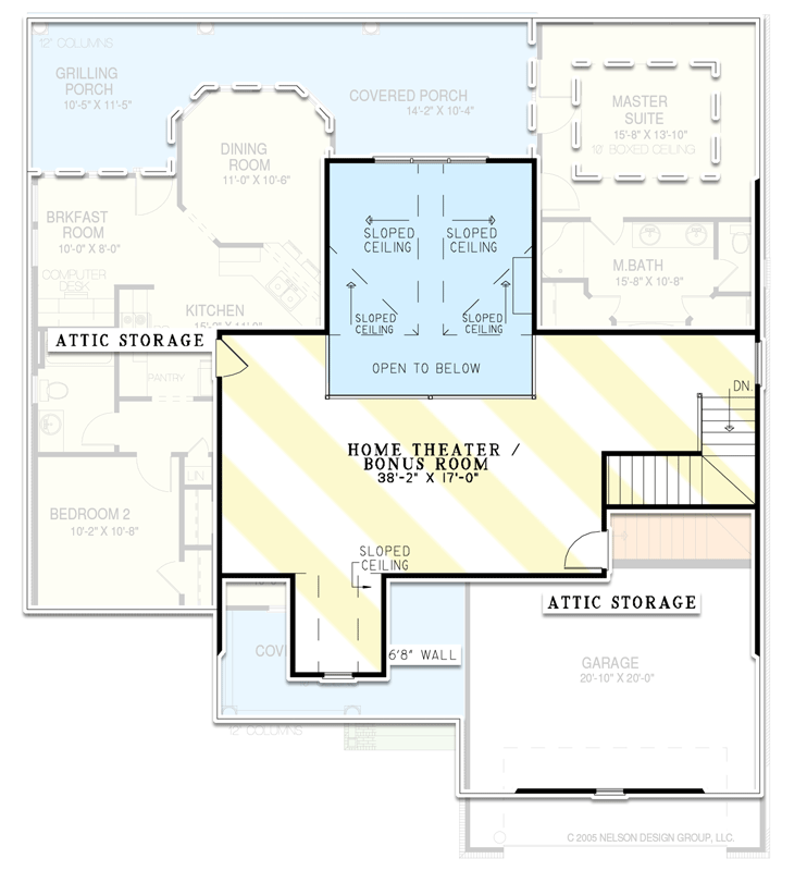 Plan 59809ND: 3-Bed House Plan with Great Room for Entertaining - 1723 Sq Ft - Floor Plan - Bonus - Country, New American, Traditional