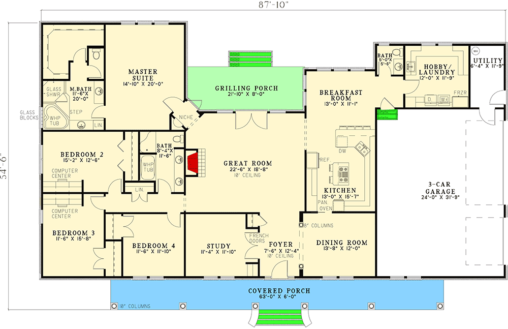 Plan 59810ND: Entertain Inside and Out - Floor Plan - Main Level - Southern