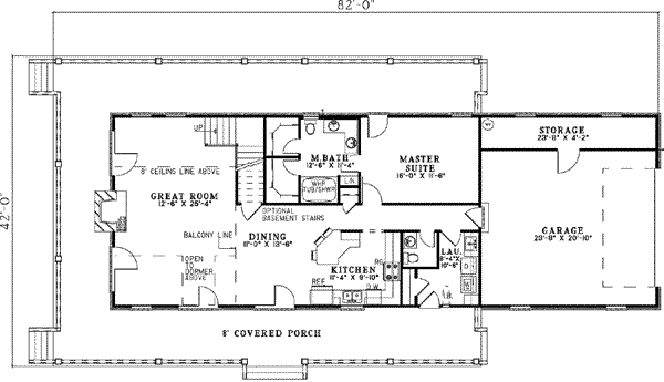 Plan 59820ND: Cool Shaded Wraparound Porch - Floor Plan - Main Level - Country, Ranch