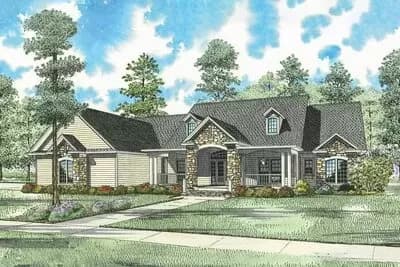 3600 Square Foot One-Story House Plan with Elegant Coffered Ceiling