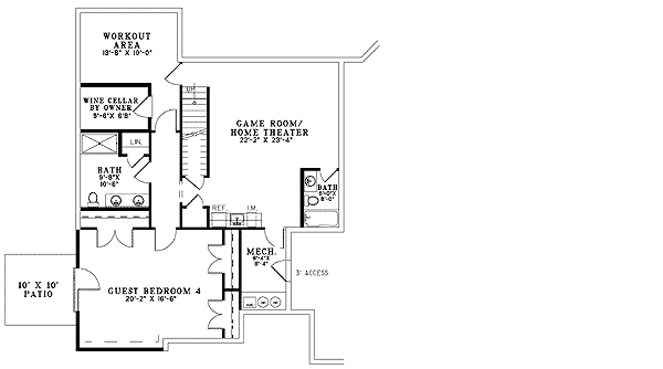Plan 59823ND: Great Room with Cozy Fireplace - Floor Plan - Basement - Southern, Traditional